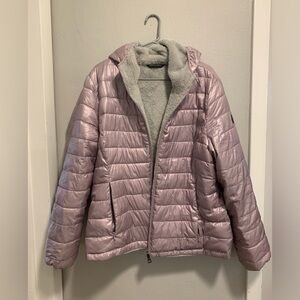 Women's Metallic Pink Puffer Jacket
